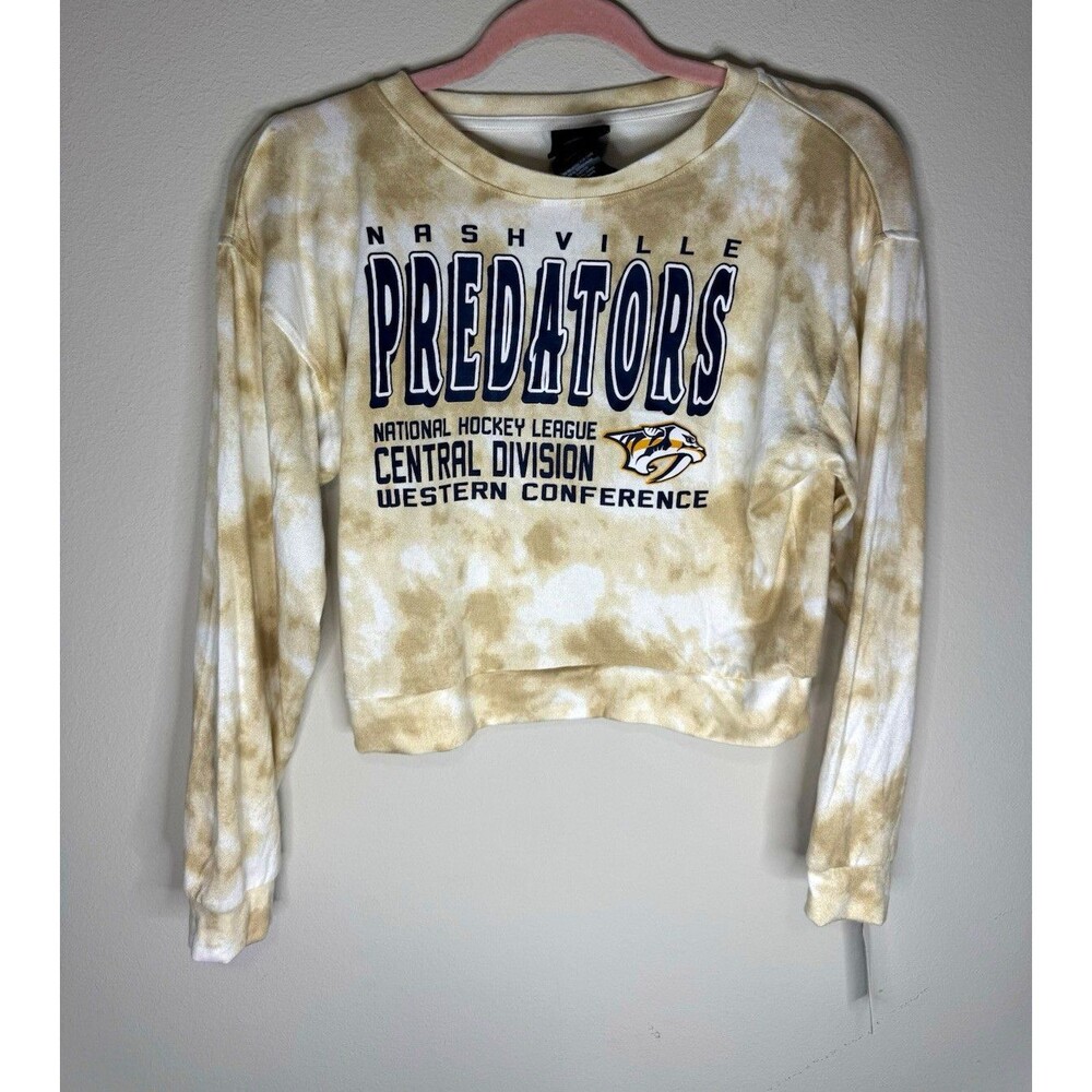 Nashville Predators NHL Girls Tie-Dye Sweatshirt Beige/White Size L (10/12)